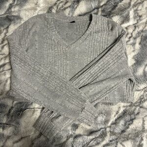 SHEIN Light Gray V-Neck Sweater
